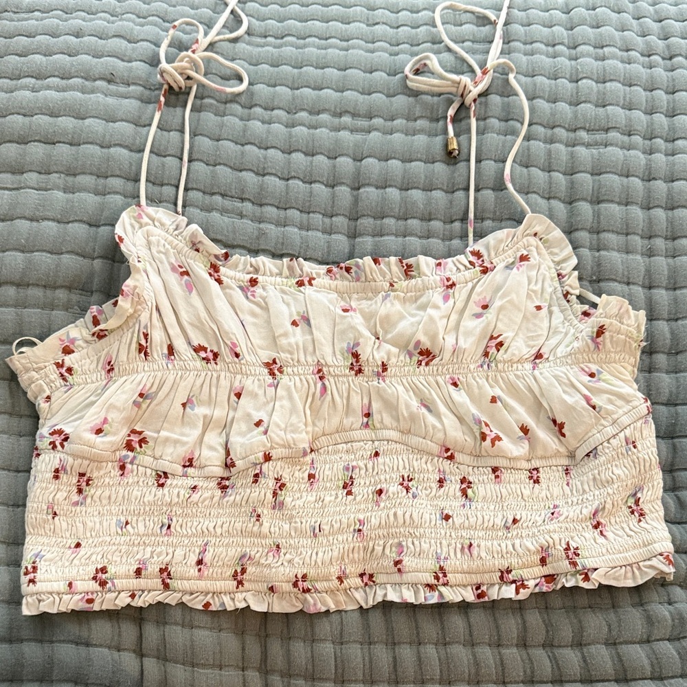 Free People Floral Cream Camisole